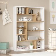 Βιβλιοθήκη Decora pakoworld σε φυσικό-λευκό απόχρωση 90x22x123.6εκ
