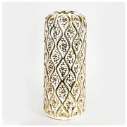 Βάζο Κεραμικό Λευκό &amp; Χρυσό 15x15x37cm 752-20241 Estheti 752-20241 Λευκό-Χρυσό