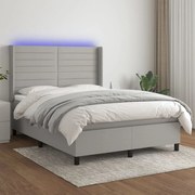 ΚΡΕΒΑΤΙ BOXSPRING ΜΕ ΣΤΡΩΜΑ &amp; LED ΑΝ.ΓΚΡΙ 140X190ΕΚ. ΥΦΑΣΜΑΤΙΝΟ 3138389