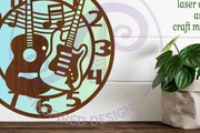 Intra απο ξύλο plywood 3mm-4mm πάχος - Κιθάρες Ρολόι τοίχου με λέιζερ κομμένα αρχεία,  Δίασταση 30x20 cm INTRAFABR-109631372