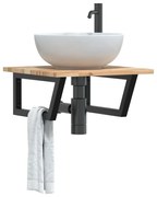 vidaXL Ράφι Νιπτήρα Τοίχου από Ατσάλι / Μασίφ Ξύλο Ακακίας