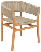 Καρέκλα - Πολυθρόνα Kajone σκελετός teak ξύλο σε φυσική απόχρωση και κρεμ σχοινί 62x55x75 εκ. 62x51x75 εκ.