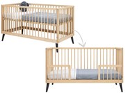 Βρεφικό Κρεβάτι Fay 70x140cm από μασίφ Οξιά Natural + Black ToiToiKids