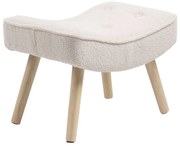 WOODWELL ALMA Σκαμπό - Υποπόδιο, Teddy Ύφασμα Άσπρο, Πόδια Φυσικό, K/D 52x38x35cm Ε7141,11