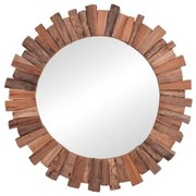 Καθρέπτης Rounder Pakoworld teak ξύλο Φ80x4εκ 338-000008 338-000008 Καφέ