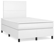 Κρεβάτι Boxspring με Στρώμα Λευκό 120x190εκ.από Συνθετικό Δέρμα - Λευκό