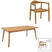 Τραπεζαρία 9 τεμ. Ganny-Pino teak ξύλο σε φυσική απόχρωση 180/240x100x75εκ 240x100x75 εκ.