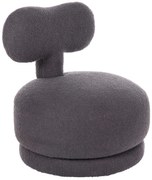 STOOL WITH BACKREST SWIVEL KRIVIO  GREY TEDDY FABRIC 52x53x60Hcm.