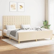 Σκελετός Κρεβατιού Χωρίς Στρώμα Κρεμ 160x200 εκ. Υφασμάτινο 3125394