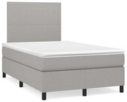 vidaXL Κρεβάτι Boxspring με Στρώμα &amp; LED Αν.Γκρι 120x190εκ. Υφασμάτινο