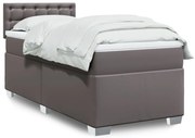 vidaXL Κρεβάτι Boxspring με Στρώμα Γκρι 80 x 200 εκ. Συνθετικό Δέρμα