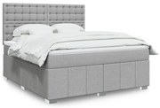 vidaXL Κρεβάτι Boxspring με Στρώμα Ανοιχτό Γκρι 180x200 εκ. Υφασμάτινο