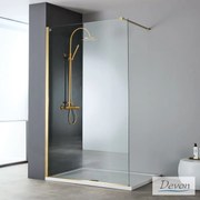 Devon Iwis Walk-in Διαχωριστικό Κρύσταλλο Ντουζιέρας με βραχίονα στήριξης 56-58εκ ύψος 200εκ Gold Brushed