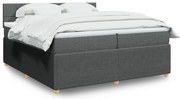 vidaXL Κρεβάτι Boxspring με Στρώμα Σκούρο Γκρι 200x200 εκ. Υφασμάτινο