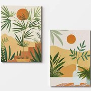 Πίνακας Καμβάς (Σετ 2Τμχ) 910NVT1272 70x100cm Multi Wallity Κάθετοι Ξύλο, Καμβάς