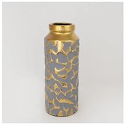 Βάζο Κεραμικό Γκρι &amp; Χρυσό 13x13x33cm 752-20079 Estheti-752-20079-Χρυσό 752-20079