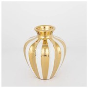 Βάζο Κεραμικό Λευκό &amp; Χρυσό 16.5x26cm 752-20106 Estheti 752-20106 Λευκό-Χρυσό