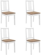 vidaXL Καρέκλες Τραπεζαρίας με Μαξιλάρια 4 τεμ. Λευκές από Μασίφ Ξύλο