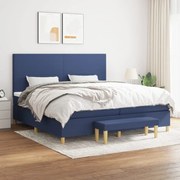 vidaXL Κρεβάτι Boxspring με Στρώμα Μπλε 200x200 εκ. Υφασμάτινο
