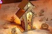 Σετ των 2 Intra απο ξύλο plywood 3mm-4mm πάχος 3D Halloween Lantern Haunted House | CNC Δίασταση 15x15 cm INTRAFABR-105203174
