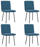 vidaXL Καρέκλες Τραπεζαρίας 4 τεμ. Μπλε Βελούδινες