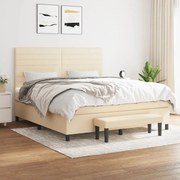 Κρεβάτι Boxspring με Στρώμα Κρεμ 180x200 εκ. Υφασμάτινο - Κρεμ