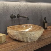 Νιπτήρας Επικαθήμενος Πέτρινος Onyx Sunset Beige Φ40-45x15cm Karag Πέτρα