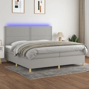 ΚΡΕΒΑΤΙ BOXSPRING ΜΕ ΣΤΡΩΜΑ &amp; LED ΑΝ.ΓΚΡΙ 200X200ΕΚ. ΥΦΑΣΜΑΤΙΝΟ 3135381