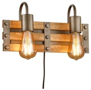 Φωτιστικό Τοίχου - Απλίκα Khan 205570267 35x20cm 2xE27 28W Nickel-Natural Trio Lighting