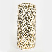 Βάζο Κεραμικό 752-20241 15x15x37cm White-Gold Estheti Home Κεραμικό