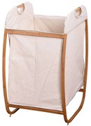 Καλάθι Απλύτων FNSJ218012W 43x43x77cm White-Brown Max Home Bamboo,Ύφασμα