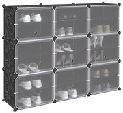 vidaXL Κύβοι Αποθ. &amp; Οργάνωσης με Πόρτες 9 τεμ. Μαύροι Πολυπρ/λένιο