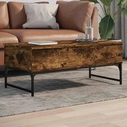 vidaXL Τραπεζάκι Σαλονιού Καπνιστή Δρυς 100x50x40 εκ. Επ. Ξύλο&Μέταλλο