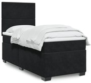 vidaXL Κρεβάτι Boxspring με Στρώμα Μαύρο 80 x 200 εκ. Βελούδινο