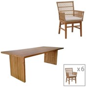 Τραπεζαρία Inca-Zibra σετ 7τεμ σε φυσική-μπεζ απόχρωση 220x100x75εκ 220x100x75 εκ.