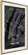 Αφίσα - City Map: New York (Dark) - 40x60 - Χρυσό - Με πασπαρτού