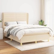 Κρεβάτι Boxspring με Στρώμα Κρεμ 140x190 εκ. Υφασμάτινο - Κρεμ