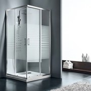 STARLET Corner Entry Καμπίνα Τετράγωνη Γωνιακής εισόδου με 2 σταθερά + 2 συρόμενα φύλλα με ρίγες CHROME 87-89 Y180εκ