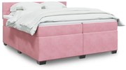 vidaXL Κρεβάτι Boxspring με Στρώμα Ροζ 200x200 εκ. Βελούδινο