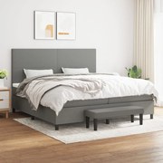 Κρεβάτι Boxspring με Στρώμα Σκούρο Γκρι 200x200 εκ. Υφασμάτινο - Γκρι