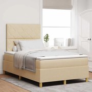 vidaXL Κρεβάτι με ελατήρια με στρώμα Κρεμ 120 x 200 cm ύφασμα