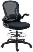 Vinsetto Καρέκλα Σχεδίου, Ρυθμιζόμενη Καρέκλα Γραφείου, με Υποπόδιο, 59 cm x 65 cm x 122 cm, Μαύρο