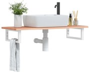 vidaXL Ράφι Νιπτήρα Τοίχου από Ατσάλι / Μασίφ Ξύλο Δρυός