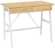 Intrahome Γραφείο εργασίας Lione Intrahome με συρτάρια σε oak απόχρωση με πόδι λευκό μέταλλο 90x50x75εκ | SKU: INTRAPA-486111119