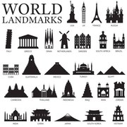 Εικονογράφηση World Countries Landmarks Silhouette Set, MuchMania