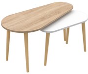 Τραπεζάκια σαλονιού APRILIA Σετ 2 τμχ Μελαμίνη σε Σονάμα - Λευκό 95x47x47Υεκ. 95x47x47 εκ.