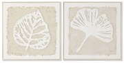Καμβάς Home ESPRIT Λευκό Μπεζ Φύλλο φυτού Cottage 62,5 X 3,5 X 62,5 CM (x2)