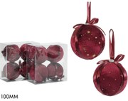Χριστουγεννιάτικη Μπάλα Μπορντό 10cm 4Τμχ Σε 2 Σχέδια