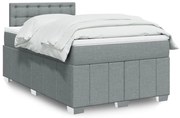 vidaXL Κρεβάτι Boxspring με Στρώμα Ανοιχτό Γκρι 120x190 εκ. Υφασμάτινο