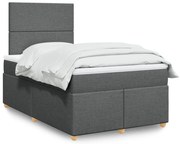 vidaXL Κρεβάτι Boxspring με Στρώμα Σκούρο Γκρι 120x200 εκ. Υφασμάτινο